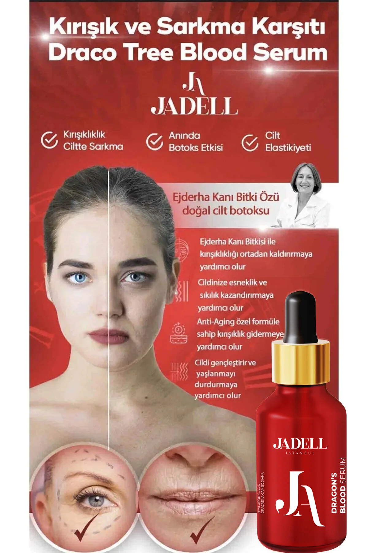 Jadell Dragon Botox Yüz Serumu 30 ml | Kırışıklık ve Sarkma Karşıtı Anlık Lifting - Görsel 5