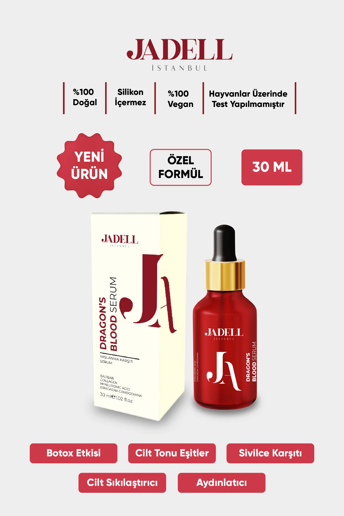 Jadell Dragon Botox Yüz Serumu 30 ml | Kırışıklık ve Sarkma Karşıtı Anlık Lifting - Görsel 4