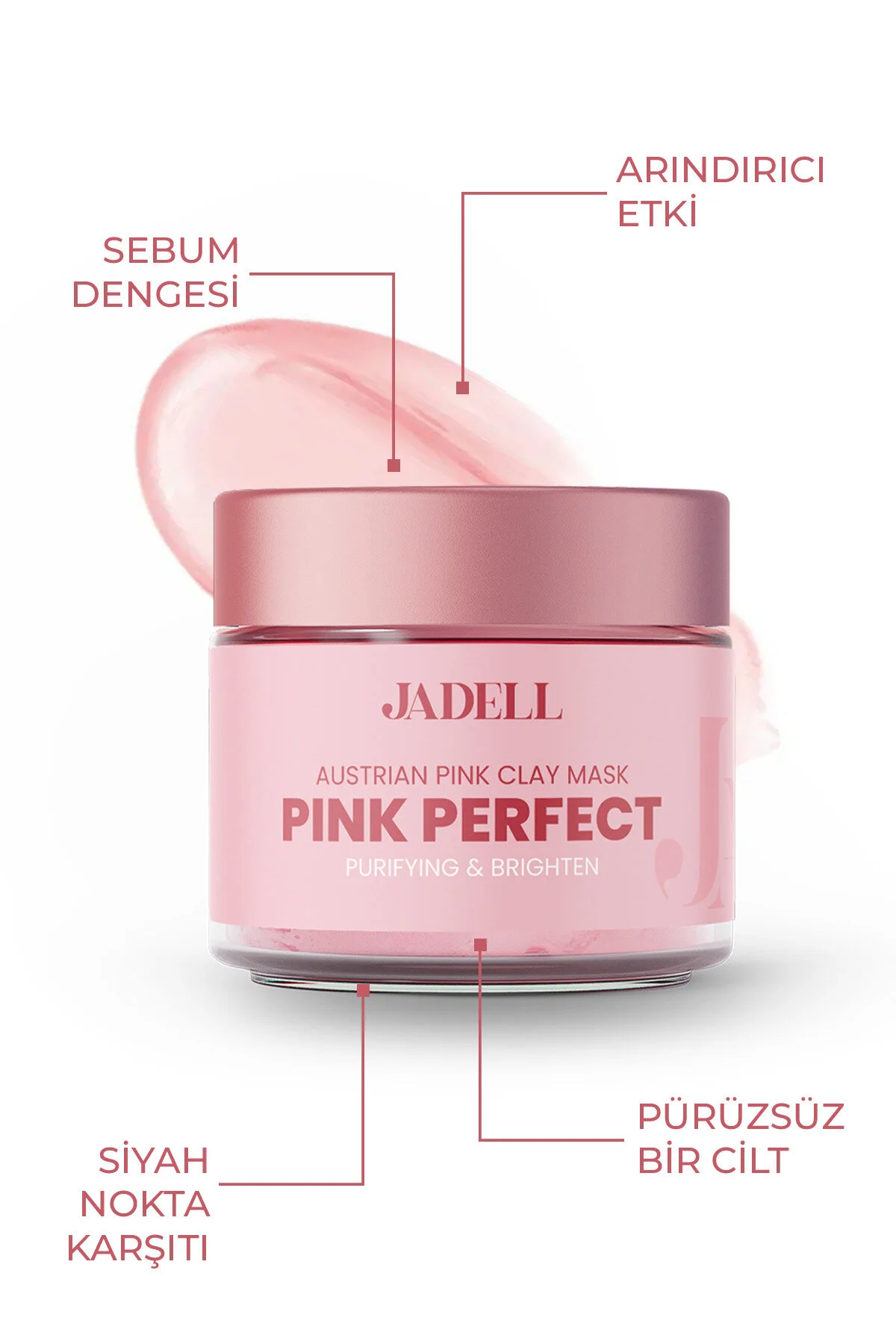 Jadell Pembe Kil Maskesi 100 ml | Siyah Nokta Karşıtı ve Gözenek Arındırıcı - Görsel 2