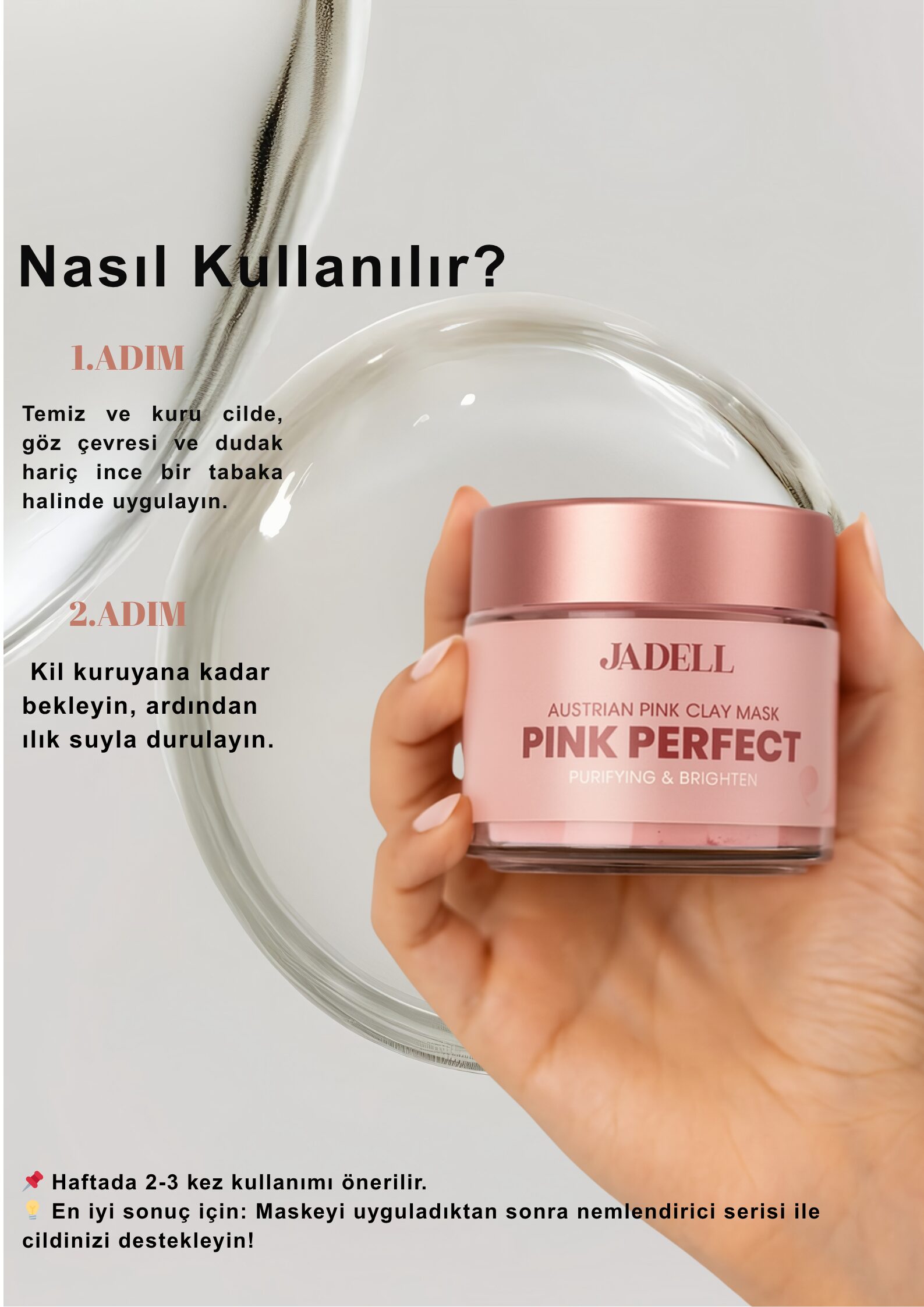 Jadell Pembe Kil Maskesi 100 ml | Siyah Nokta Karşıtı ve Gözenek Arındırıcı - Görsel 4